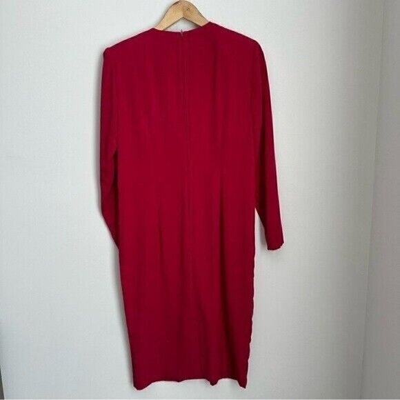 Vintage Red Dress size 8 Short Sleeve Asian Inspired - Picture 2 of 10